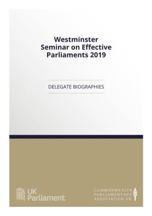Westminster Seminar on Effective Parliaments 2019