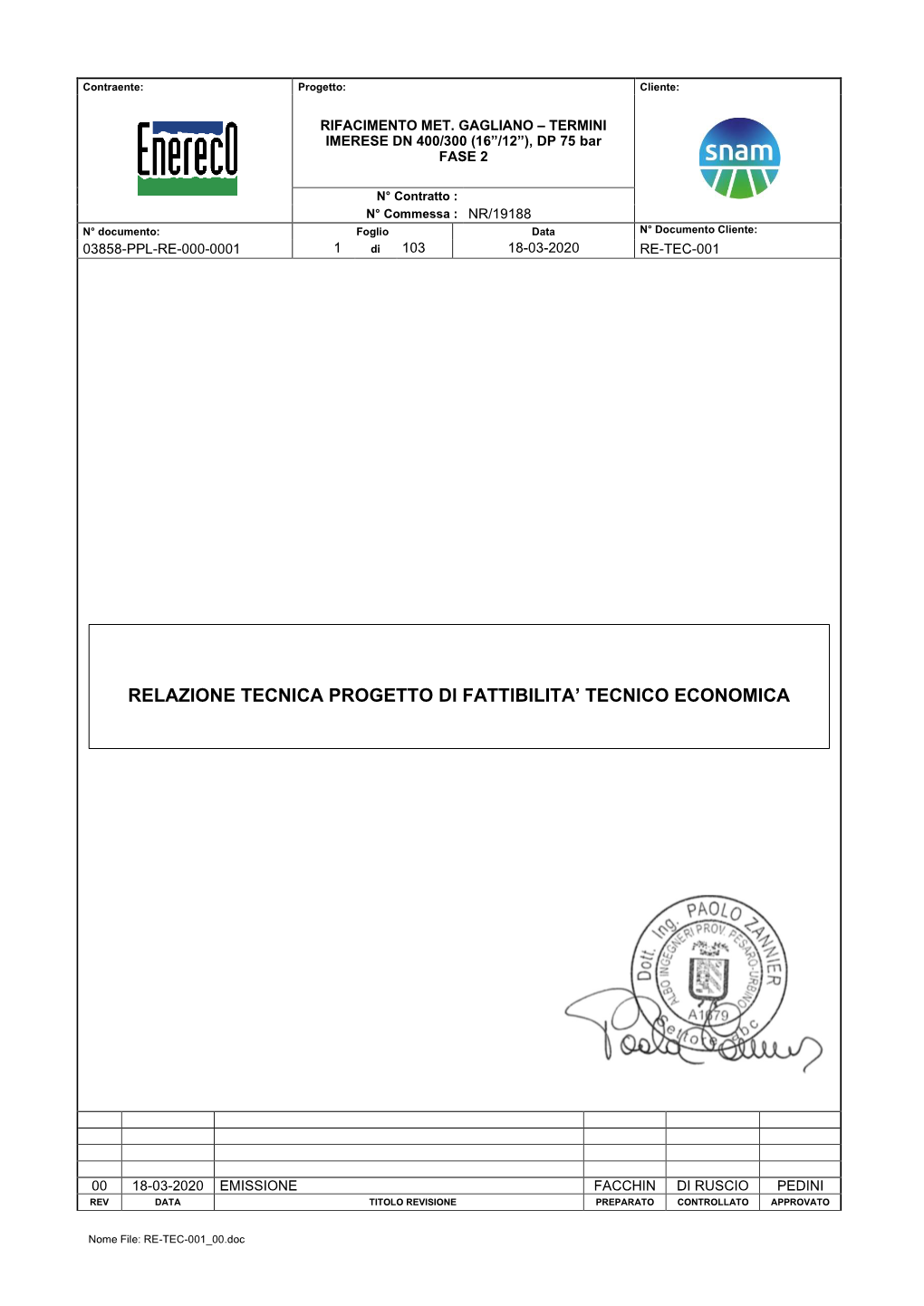 Relazione Tecnica Progetto Di Fattibilita' Tecnico