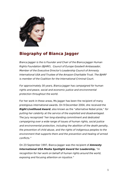 Biography of Bianca Jagger