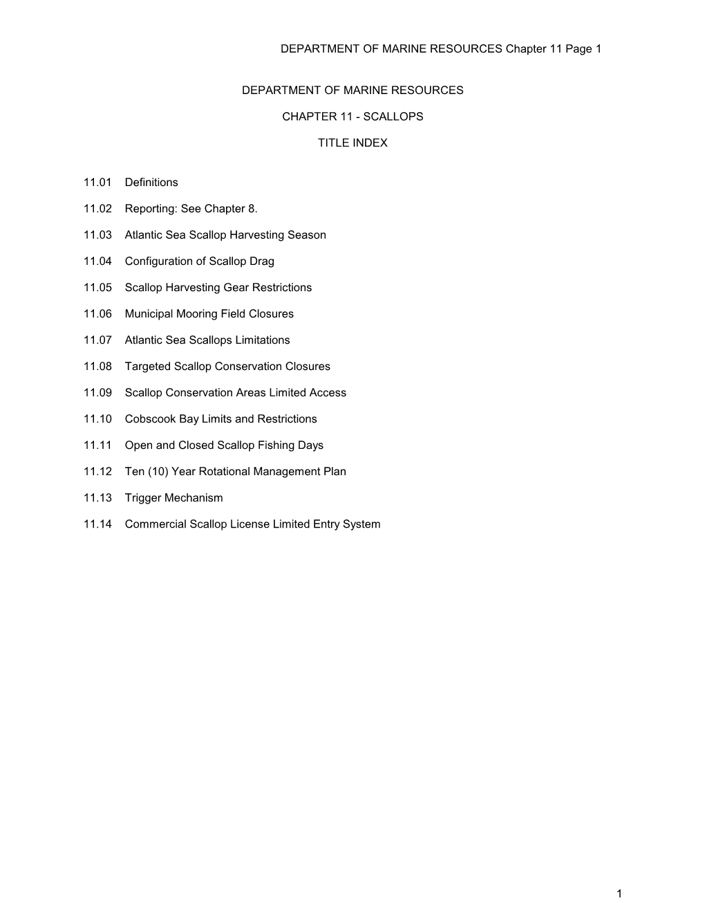 DEPARTMENT of MARINE RESOURCES Chapter 11 Page 1