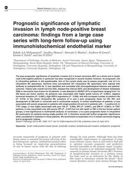 Prognostic Significance of Lymphatic Invasion in Lymph Node-Positive