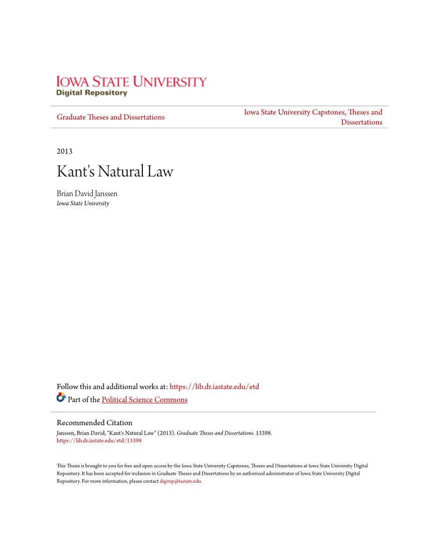 Kant's Natural Law Brian David Janssen Iowa State University