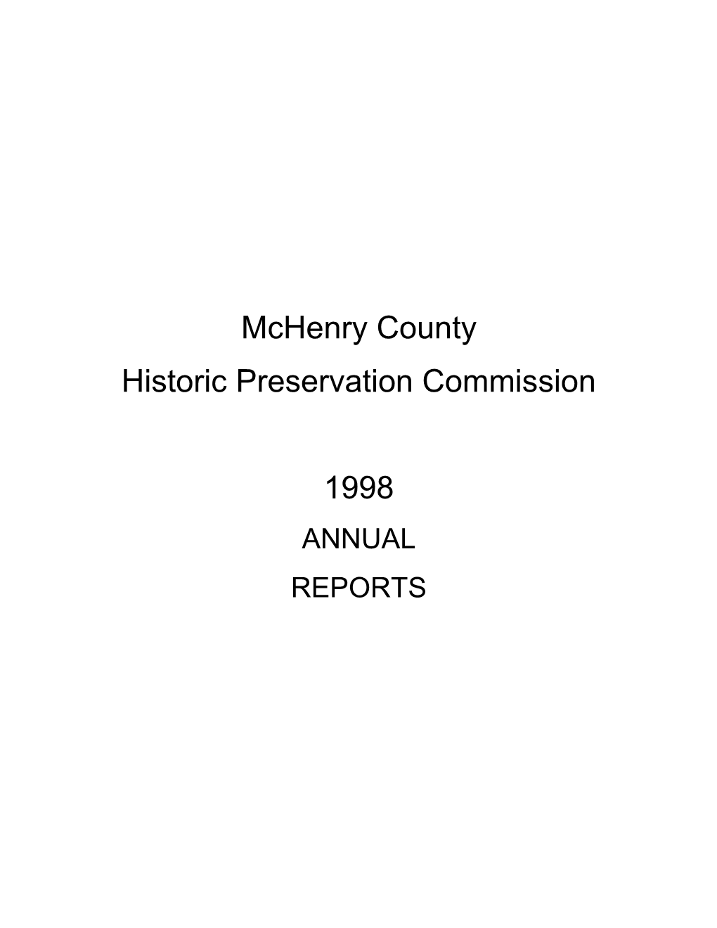 Mchenry County Historic Preservation Commission 1998