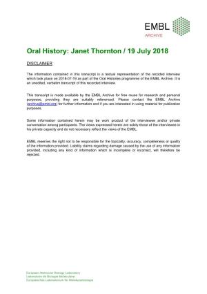 Janet Thornton / 19 July 2018