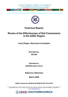 Review of the Effectiveness of Rail Concessions in the SADC Region
