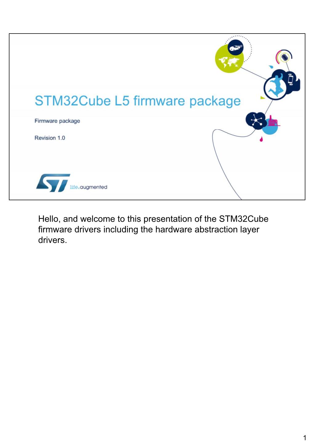 Hello, and Welcome to This Presentation of the Stm32cube Firmware Drivers Including the Hardware Abstraction Layer Drivers