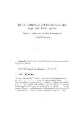 On the Distribution of Farey Fractions and Hyperbolic Lattice Points