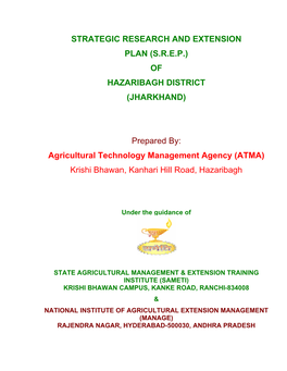 Strategic Research and Extension Plan (Srep) of Hazaribagh District