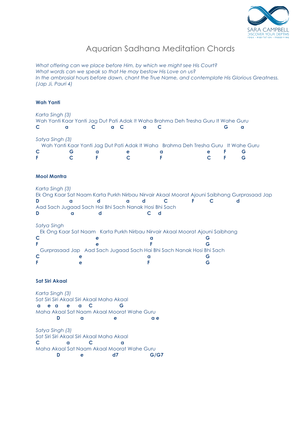 Sadhana Chords