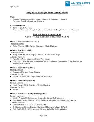 Drug Safety Oversight Board Members