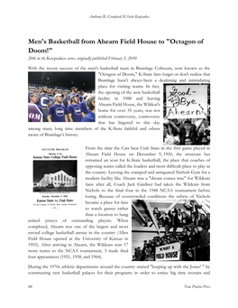 Men's Basketball from Ahearn Field House to "Octagon of Doom!" 20Th in the Keepsakes Series, Originally Published February 5, 2010