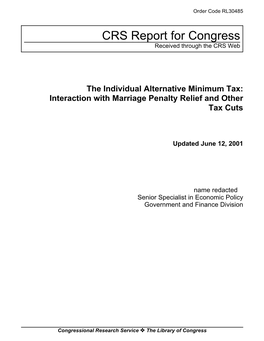 Interaction with Marriage Penalty Relief and Other Tax Cuts