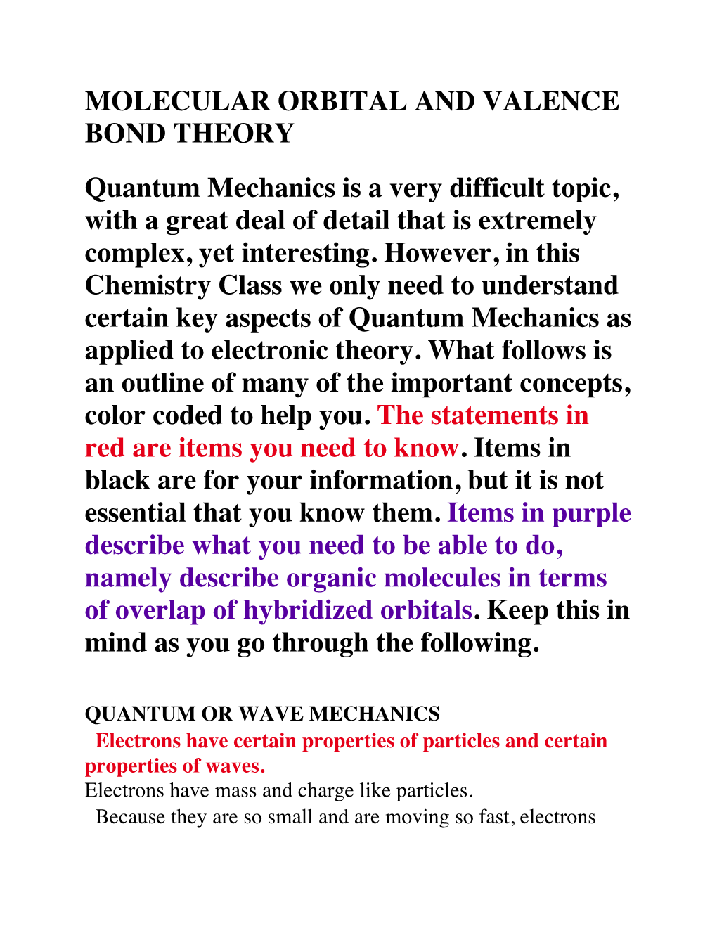 Molecular Orbital and Valence Bond Theory