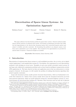 Discretisation of Sparse Linear Systems: an Optimisation Approach∗
