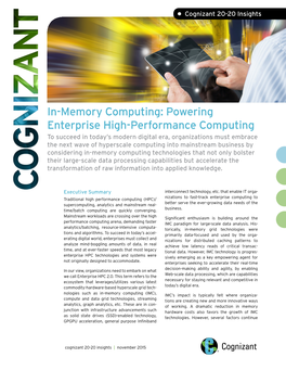 In-Memory Computing: Powering Enterprise High-Performance