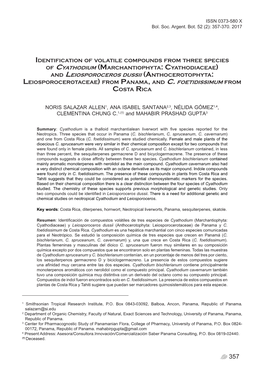 Volatile Compounds from Species of Cyathodium and Leiosporocerosissn 0373-580 X Bol