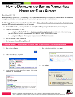 How to Download and Burn the Various Files Needed for E-Max Support