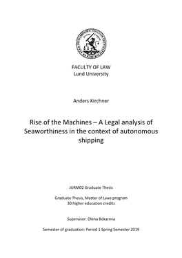 Rise of the Machines – a Legal Analysis of Seaworthiness in the Context of Autonomous Shipping
