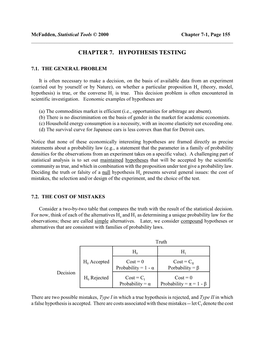 Chapter 7. Hypothesis Testing