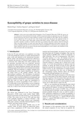 Susceptibility of Grape Varieties to Esca Disease