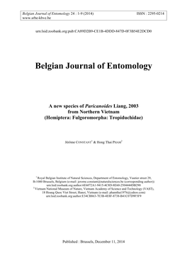 Belgian Journal of Entomology 24 : 1-9 (2014) ISSN : 2295-0214