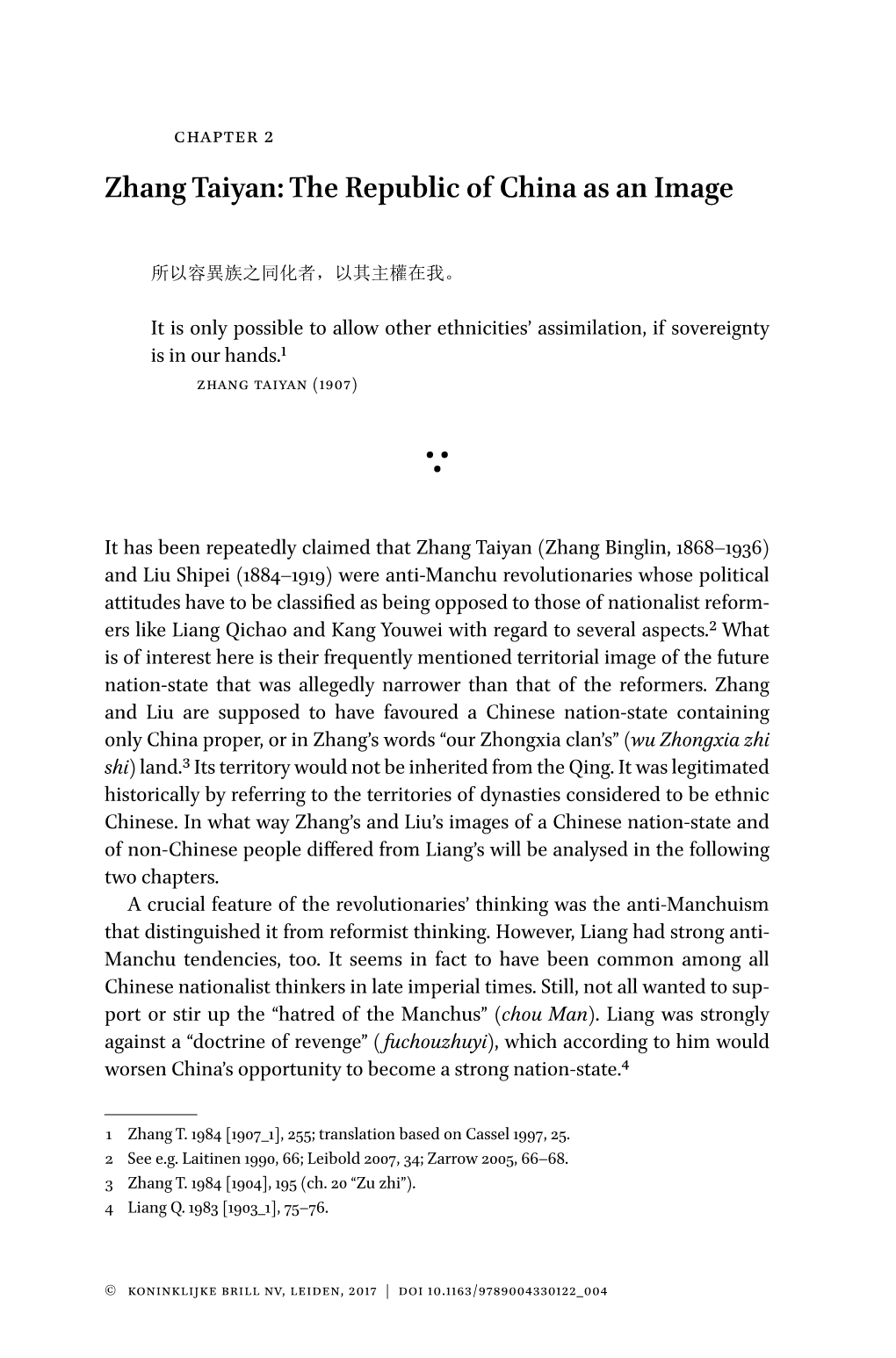 Zhang Taiyan: the Republic of China As an Image