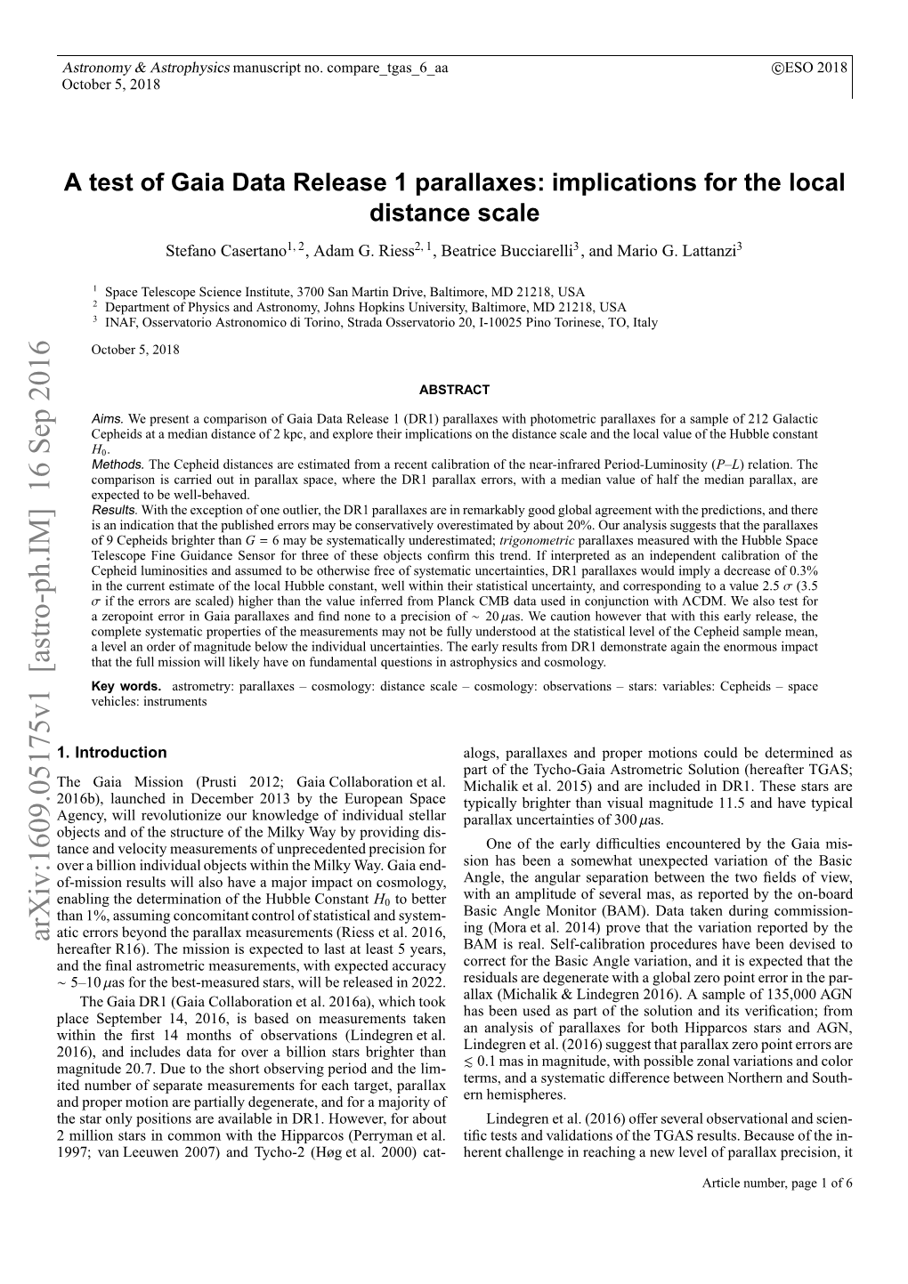 A Test of Gaia Data Release 1 Parallaxes: Implications for the Local Distance Scale