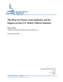 The Rise of China's Auto Industry and Its Impact on the U.S. Motor Vehicle