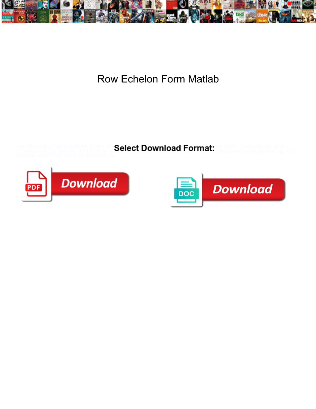 Matlab Row Echelon Form