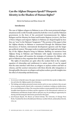 Can the Afghan Diaspora Speak?1 Diasporic Identity in the Shadow of Human Rights2