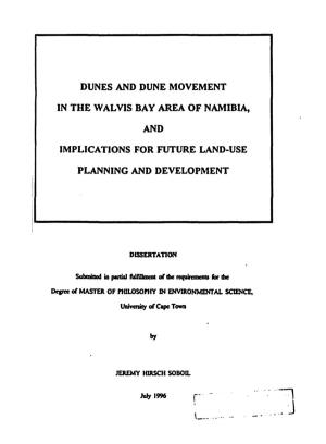 Dunes and Dune Movement in the Walvis Bay Area of Namibia, And