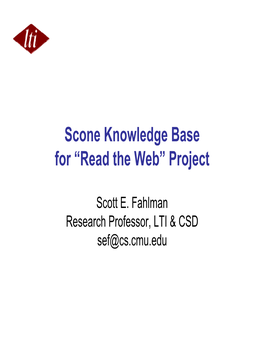 Scone Knowledge Base for “Read the Web” Project