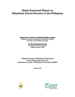 Needs Assessment Report on Wheelchair Service Provision in the Philippines