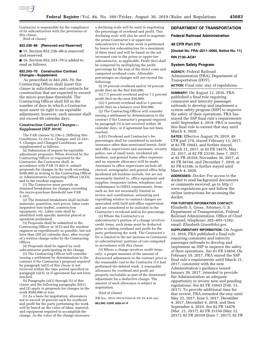 Federal Register/Vol. 84, No. 169/Friday, August 30, 2019/Rules