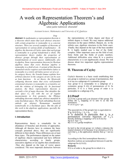 A Work on Representation Theorem's and Algebraic Applications
