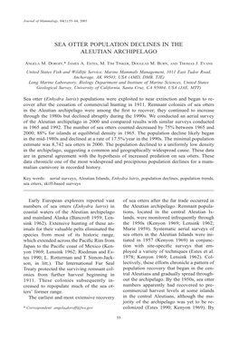 Sea Otter Population Declines in the Aleutian Archipelago