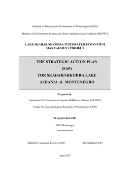 The Strategic Action Plan (Sap) for Skadar/Shkodra Lake Albania & Montenegro