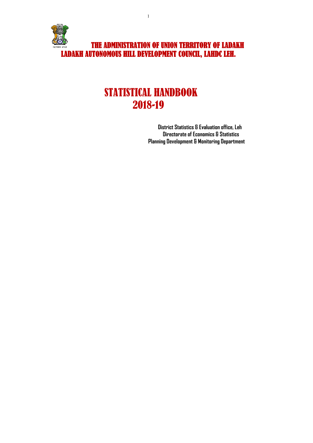 District Statistical Handbook 2018-19