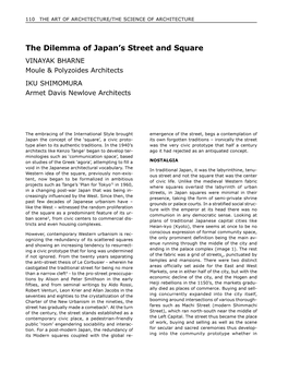 The Dilemma of Japan's Street and Square
