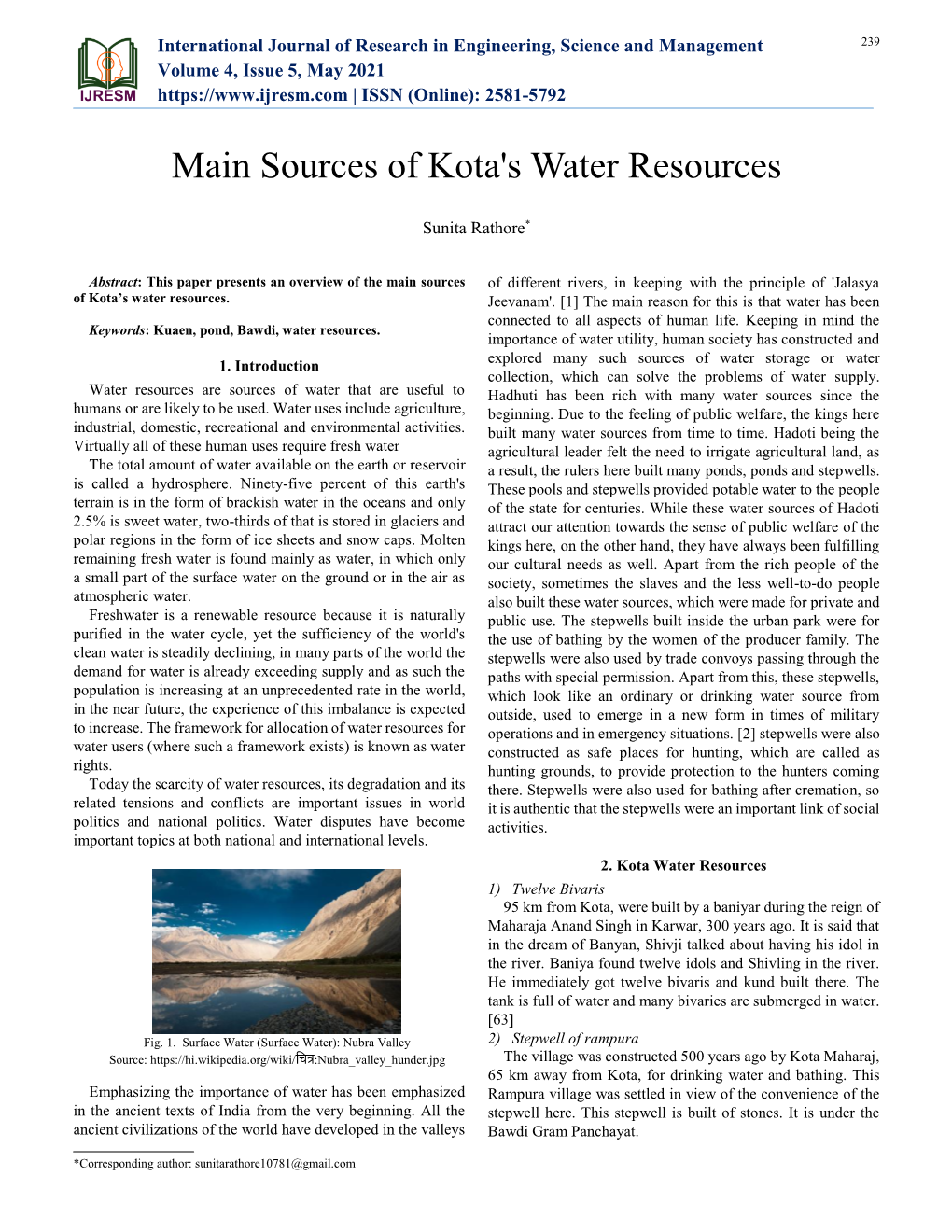 Main Sources of Kota's Water Resources
