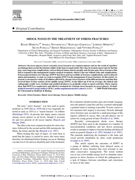 Shock Waves in the Treatment of Stress Fractures