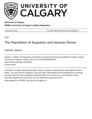 The Population of Augustan and Severan Rome