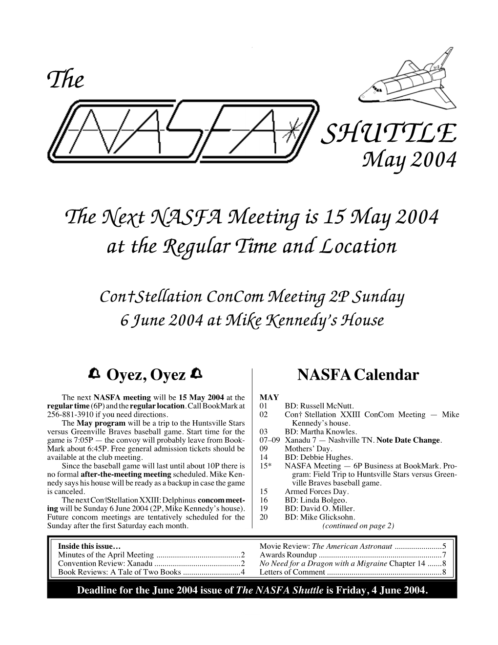 NASFA 'Shuttle' May 2004