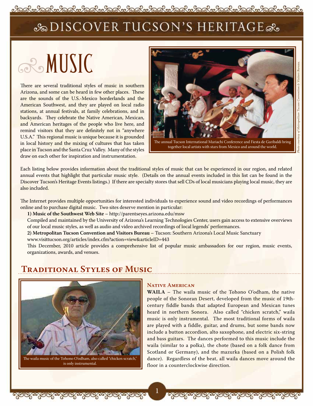 Traditional Styles of Music in Southern Arizona, and Some Can Be Heard in Few Other Places