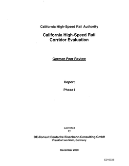 California High-Speed Rail Corridor Evaluation
