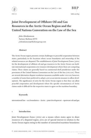 Joint Development of Offshore Oil and Gas Resources in the Arctic Ocean Region and the United Nations Convention on the Law of the Sea