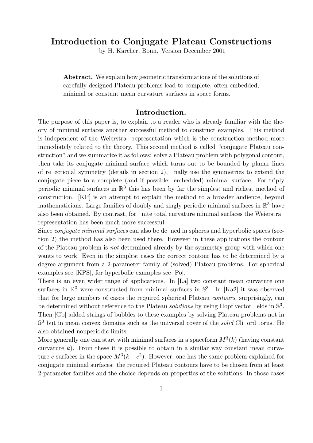 Introduction to Conjugate Plateau Constructions by H