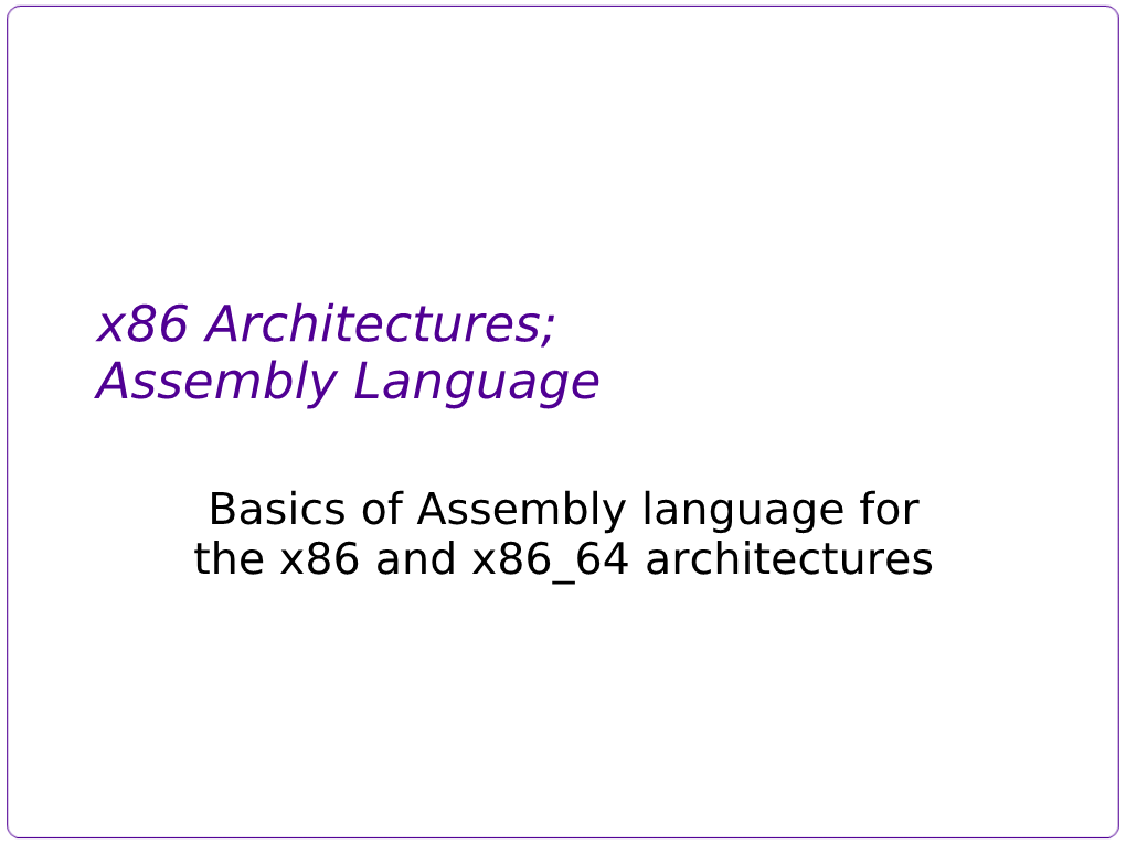 Assembly Language