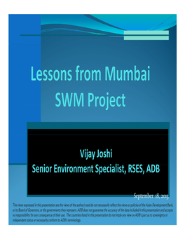 Lessons from Mumbai's Solid Waste Management Project