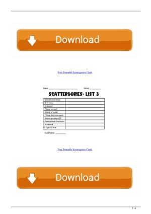 Free Printable Scattergories Cards